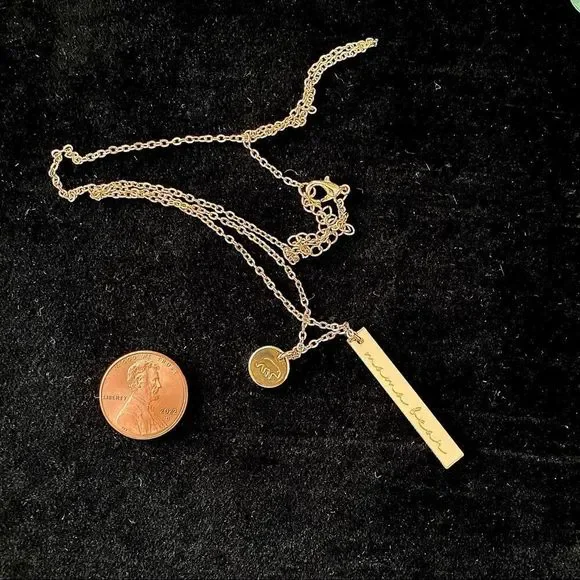 Mama Bear Dainty Two Charm Stamped Gold Charm Necklace NWT - Picture 6 of 10